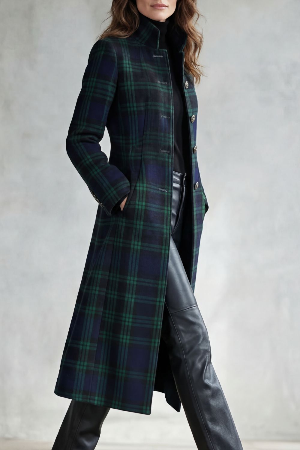Highland Women's Tartan Coat — Wool-Look Check Overcoat 3