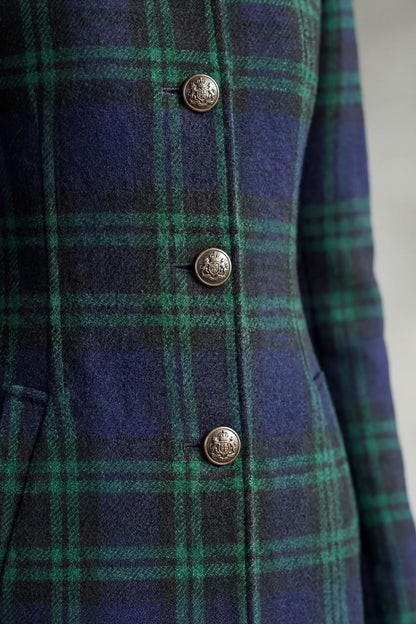 Highland Women's Tartan Coat — Wool-Look Check Overcoat 5