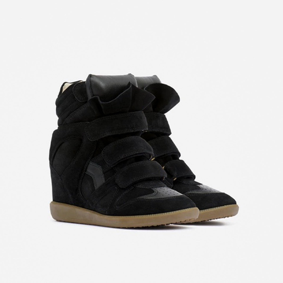 Holland Park Women's High-Top Wedge Trainers — Suede-Look, Easy-Fasten Straps 12