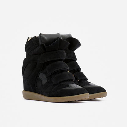Holland Park Women's High-Top Wedge Trainers — Suede-Look, Easy-Fasten Straps 12