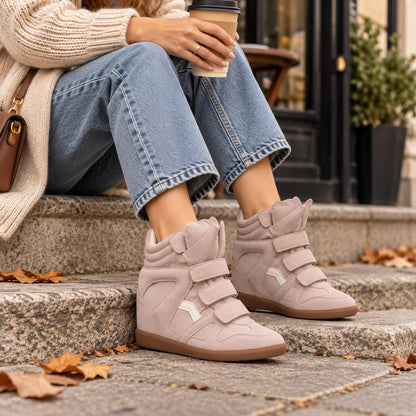 Holland Park Women's High-Top Wedge Trainers — Suede-Look, Easy-Fasten Straps 5
