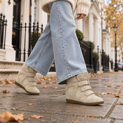 Holland Park Women's High-Top Wedge Trainers — Suede-Look, Easy-Fasten Straps 1