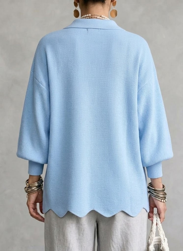 Heavyweight Oversized Cardigan — Lantern Sleeves & Gold Buttons 13