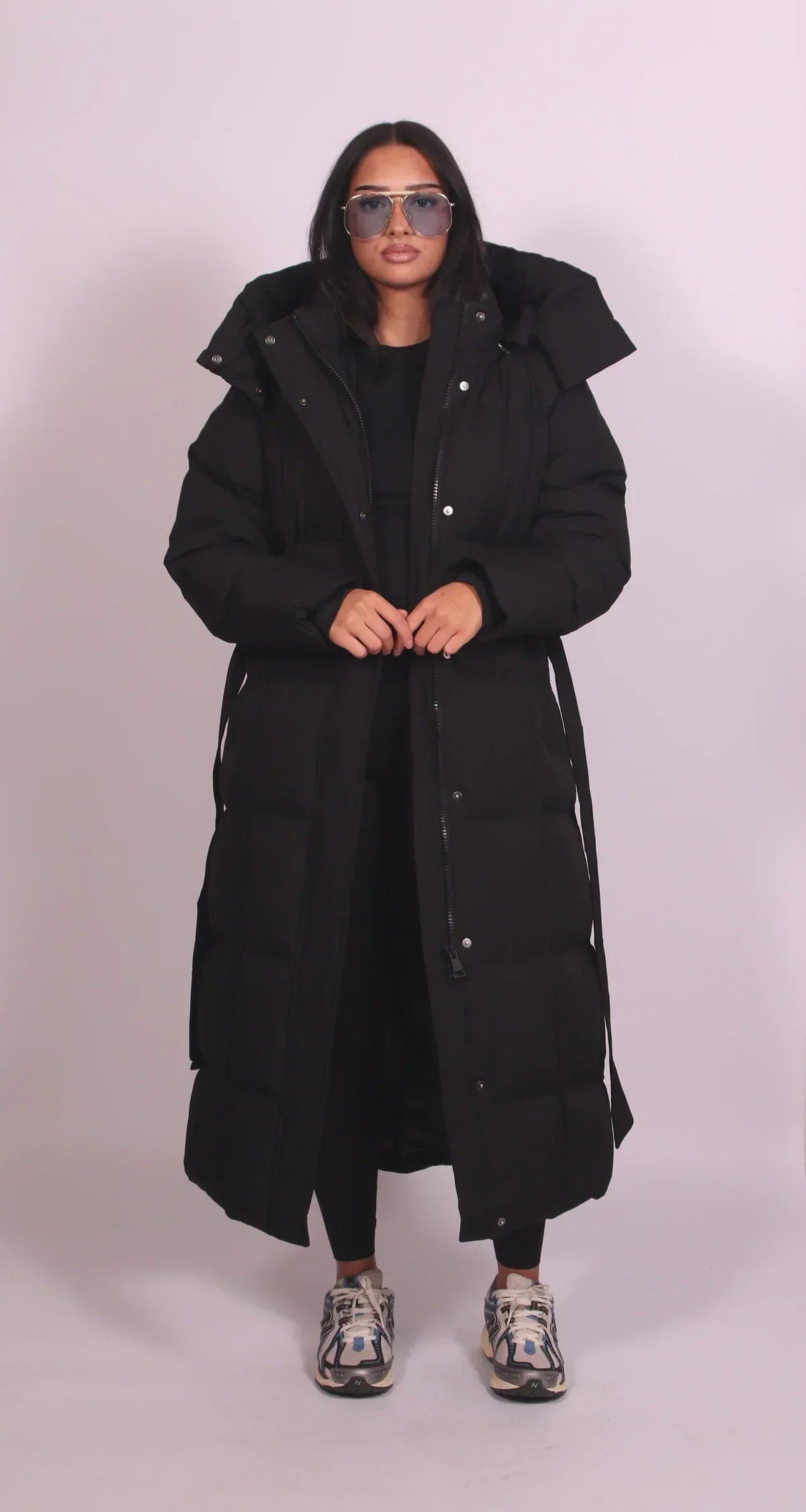 Long Belted Puffer Coat — High Collar & Side Pockets 2