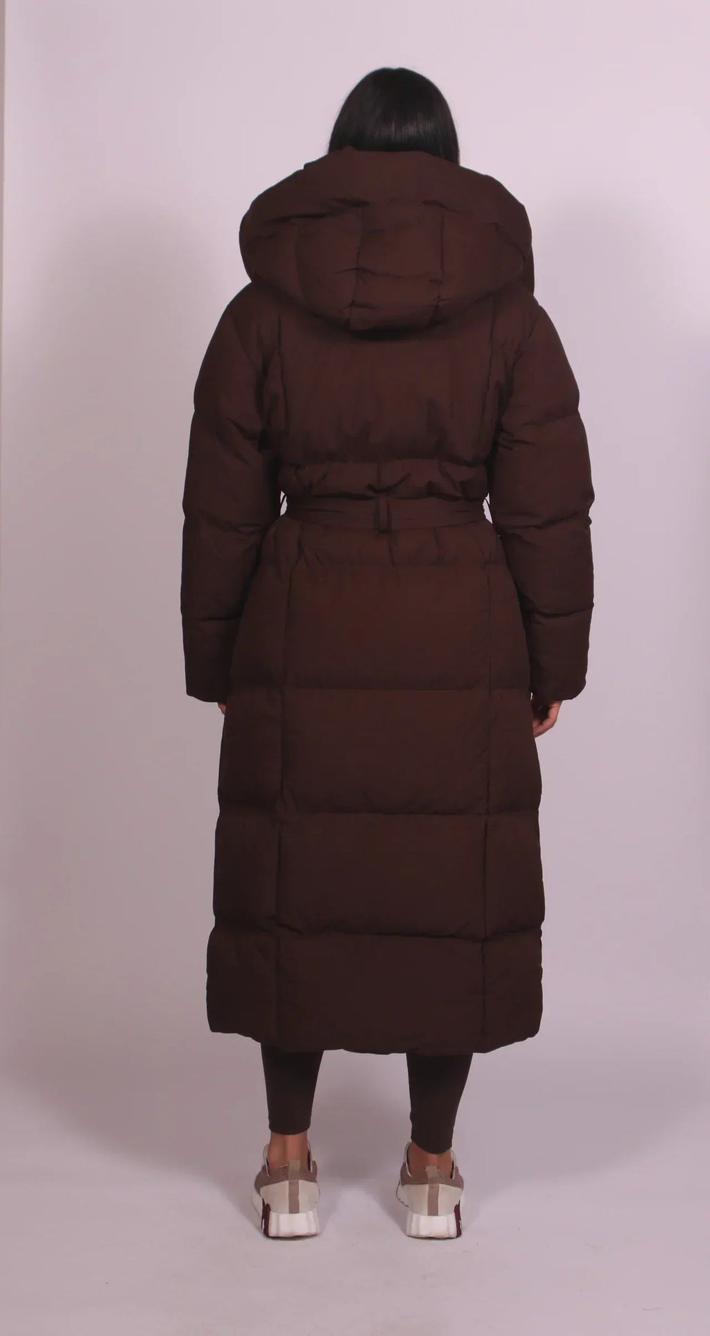 Long Belted Puffer Coat — High Collar & Side Pockets 3