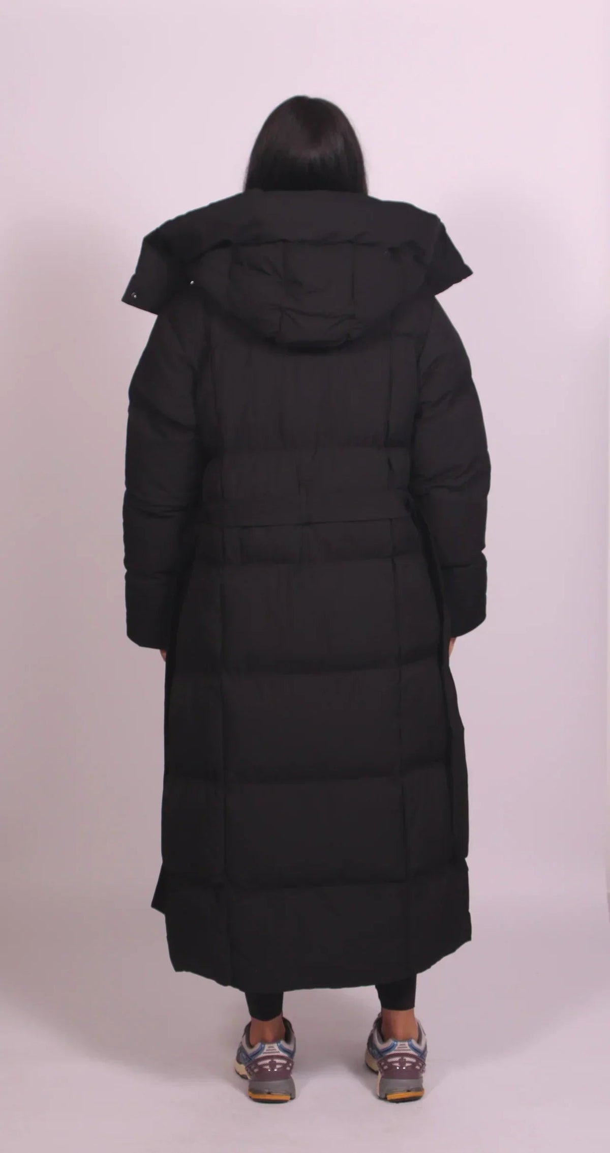 Long Belted Puffer Coat — High Collar & Side Pockets 4