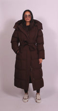 Long Belted Puffer Coat — High Collar & Side Pockets 1
