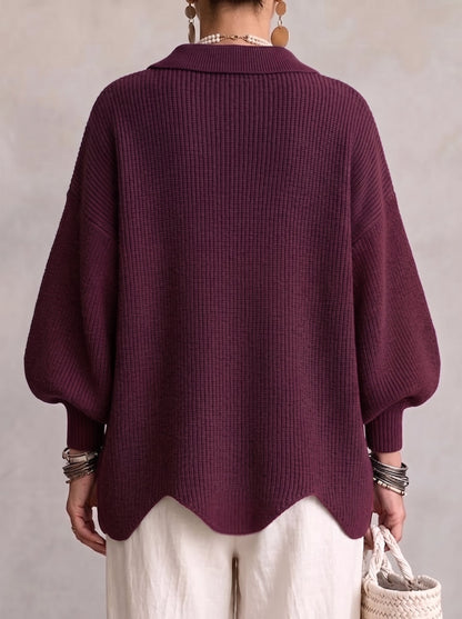Marlow Women's Oversized Chunky Cardigan — Lantern Sleeves & Gold Buttons 5