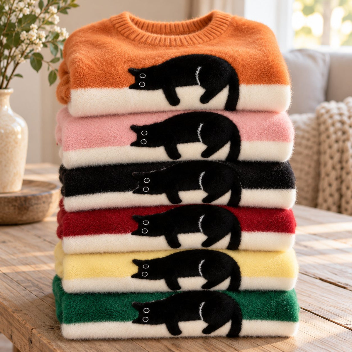 Mews Women's Cat Print Jumper — Relaxed Fit Pullover 8