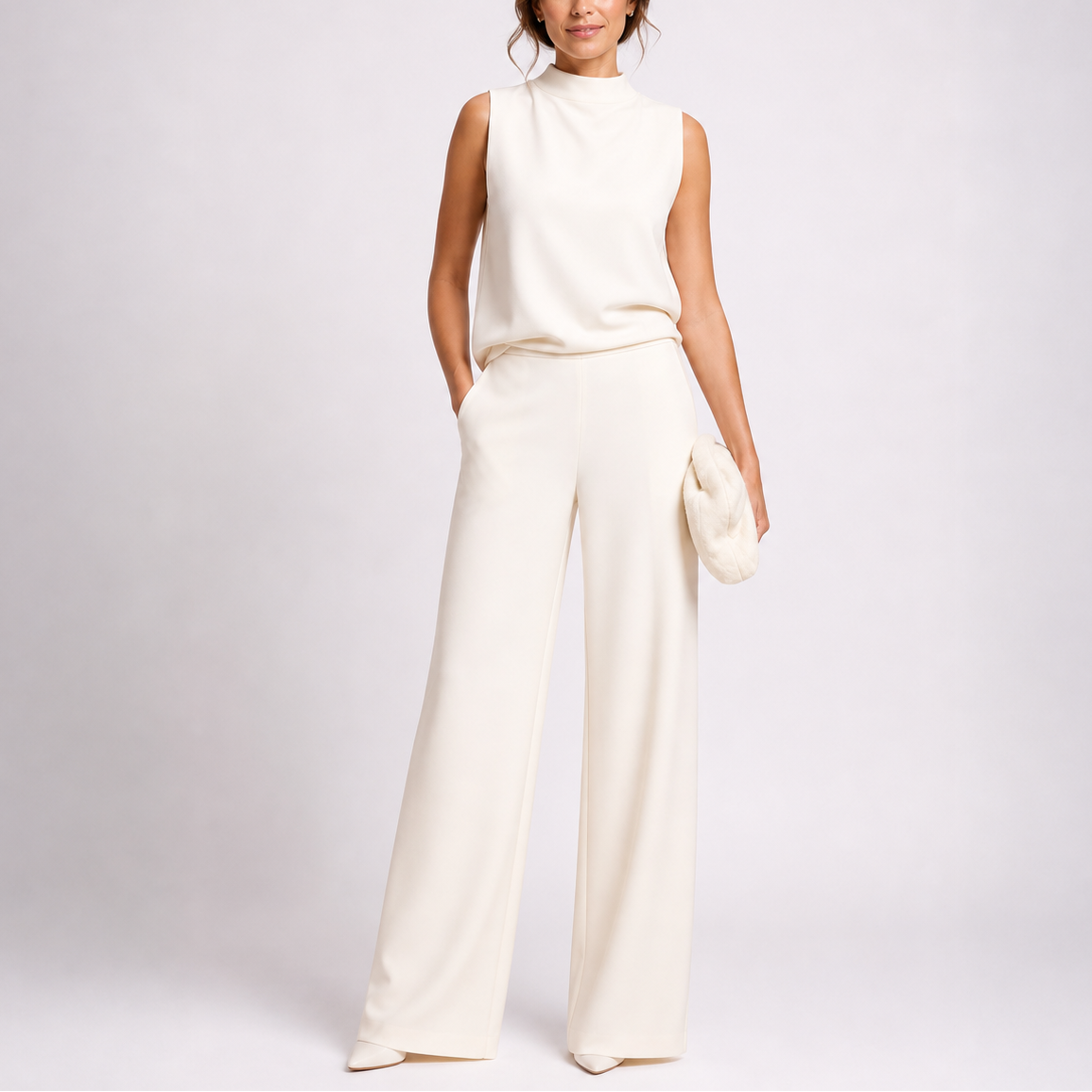 Monaco Women's Sleeveless Wide-Leg Jumpsuit — High Neck One-Piece 2