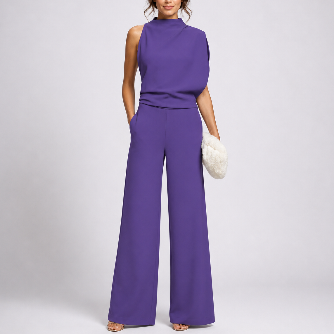 Monaco Women's Sleeveless Wide-Leg Jumpsuit — High Neck One-Piece 3