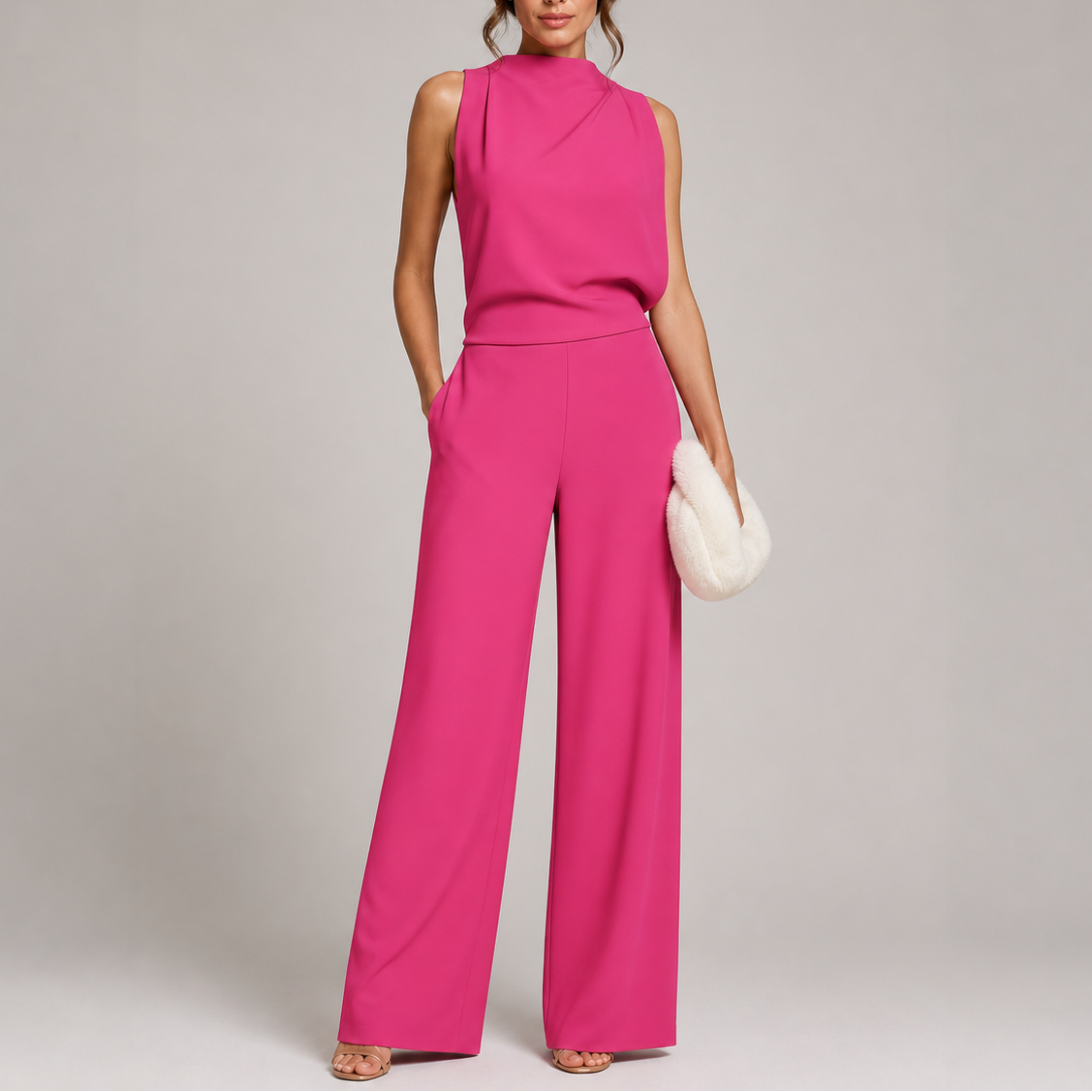 Monaco Women's Sleeveless Wide-Leg Jumpsuit — High Neck One-Piece 4