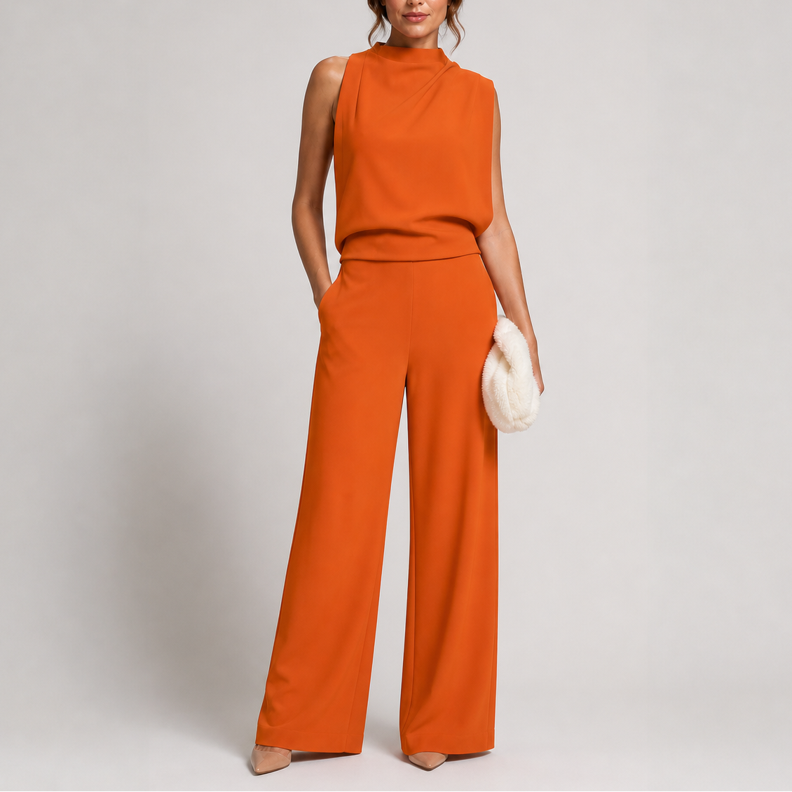 Monaco Women's Sleeveless Wide-Leg Jumpsuit — High Neck One-Piece 5