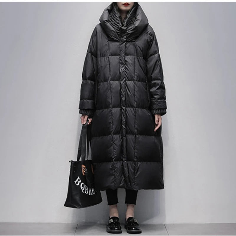 Nordic Women's Oversized Hooded Puffer Coat — Long Quilted Jacket 2