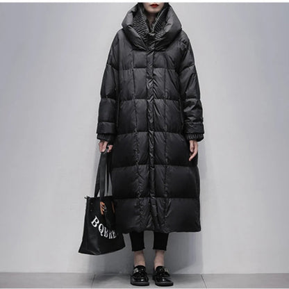 Nordic Women's Oversized Hooded Puffer Coat — Long Quilted Jacket 2