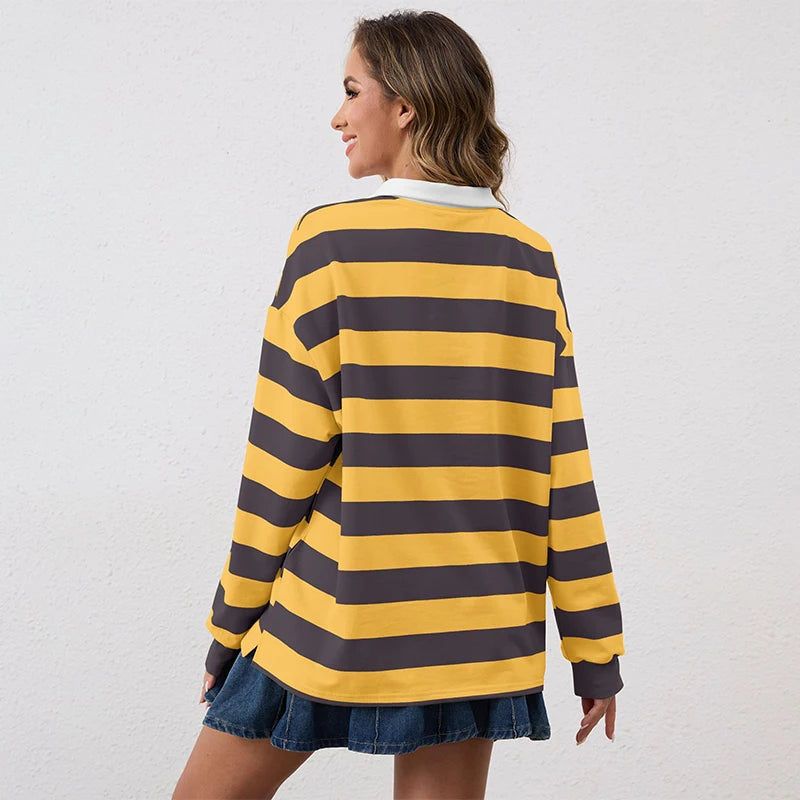 Reyna Rugby Shirt — Bold Stripe Relaxed Fit Top 2