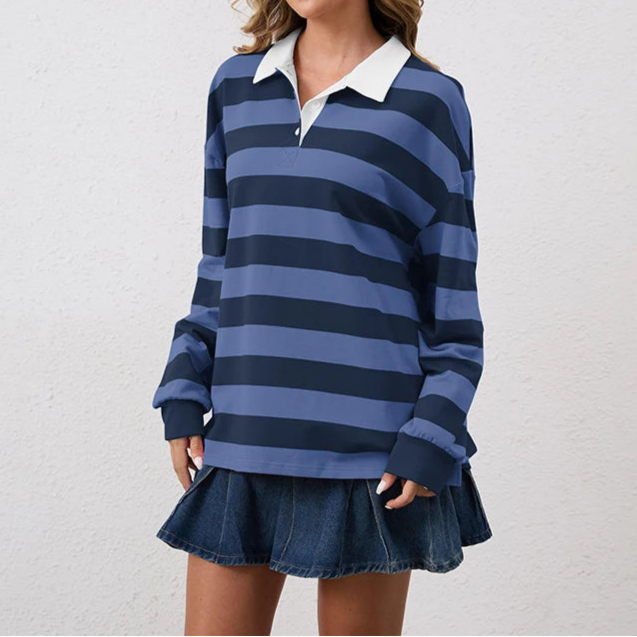 Reyna Rugby Shirt — Bold Stripe Relaxed Fit Top 3