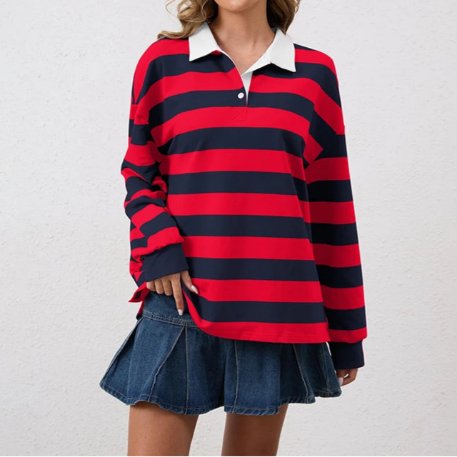 Reyna Rugby Shirt — Bold Stripe Relaxed Fit Top 4