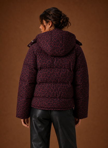 Safari Women's Leopard Print Puffer Jacket — Quilted Winter Coat 7