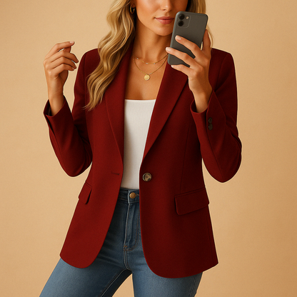 Savile Women's Fitted Single-Button Blazer — Flap Pockets 5