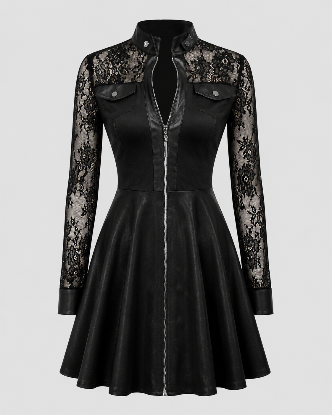 Seraphina Women's Long Sleeve Lace Dress — A-Line V-Neck 4