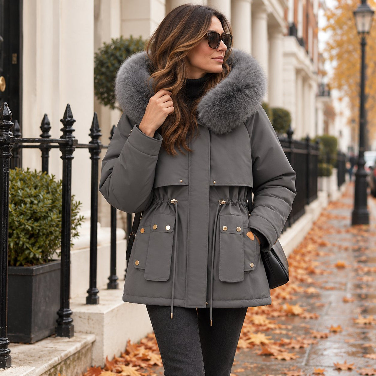 Short Parka Jacket — Faux Fur Hood & Padded Lining 2