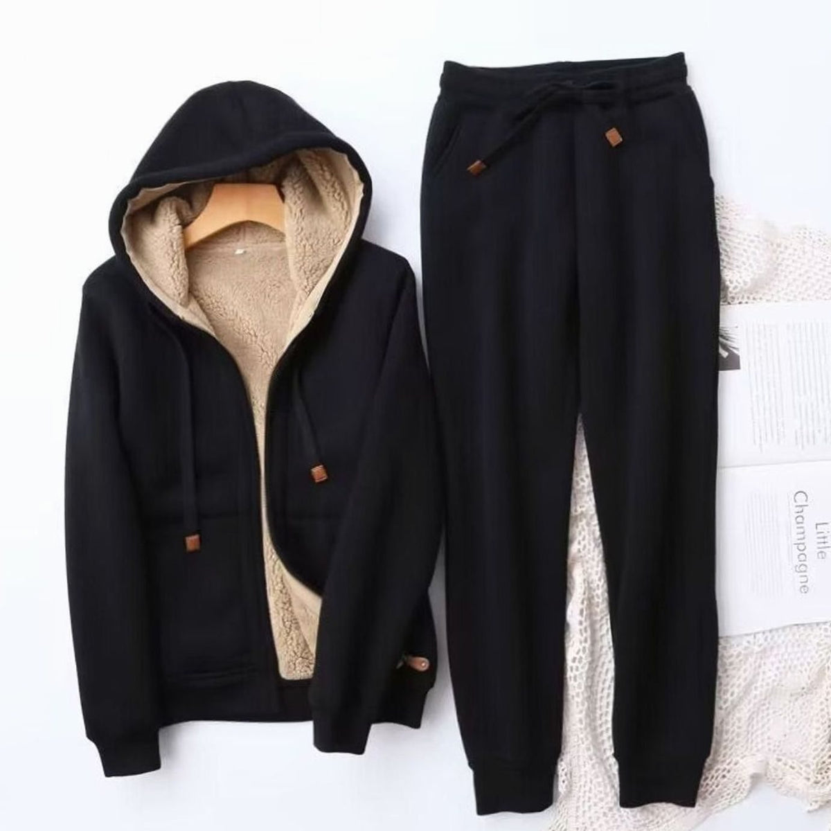 Snug Women's Faux Sherpa Hoodie & Jogger Set — 2-Piece Loungewear 5