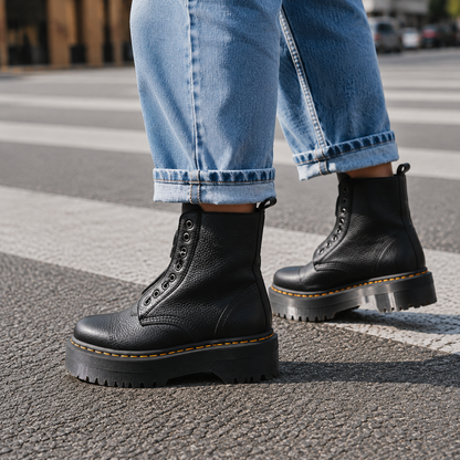 Soho Women's Platform Ankle Boots — Chunky Ridged Sole & Front Zip 2
