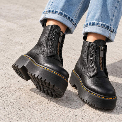 Soho Women's Platform Ankle Boots — Chunky Ridged Sole & Front Zip 5