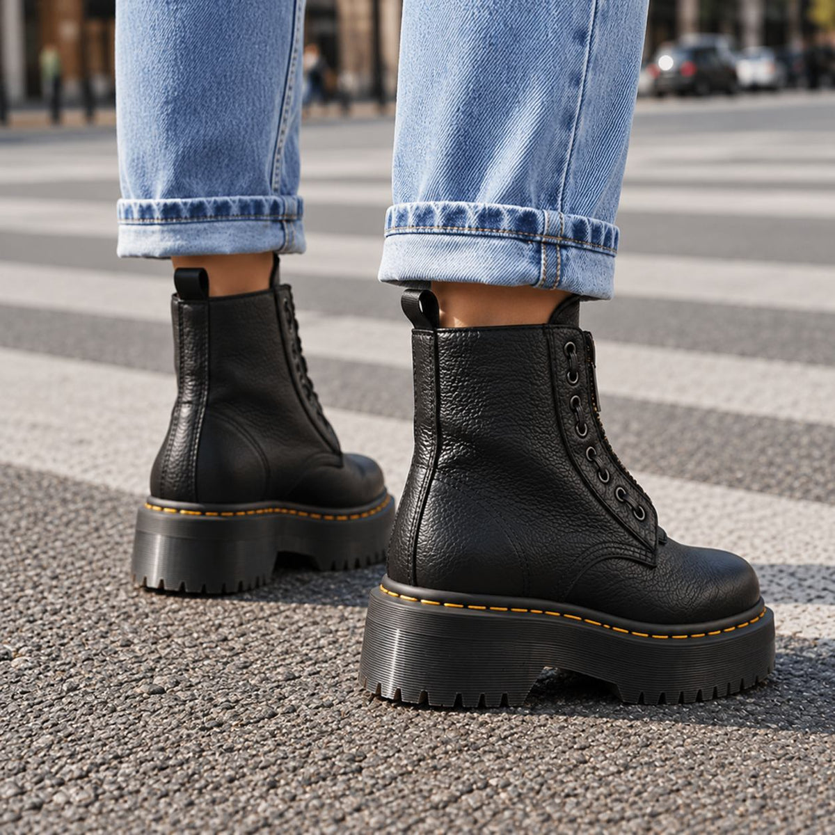 Soho Women's Platform Ankle Boots — Chunky Ridged Sole & Front Zip 6