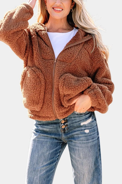 Teddie Women's Hooded Teddy Jacket — Full Zip Fleece Coat 3