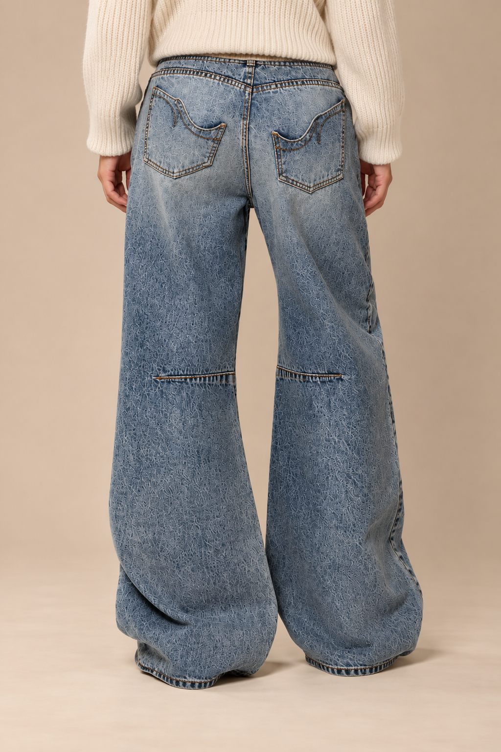 Urban Women's Baggy Wide-Leg Jeans — Ribbed Waistband Denim 2