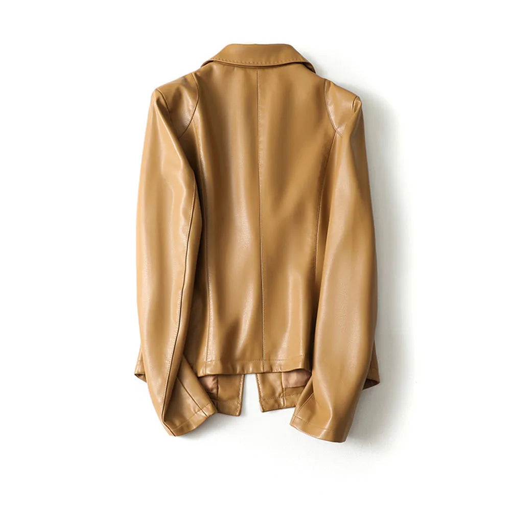 Vera Faux Leather Blazer — Single-Button Notched Lapel 2