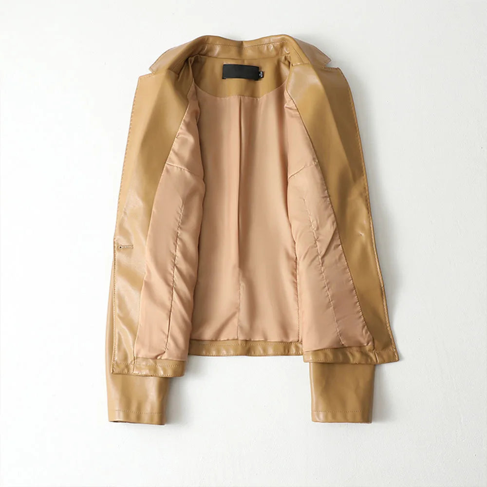 Vera Faux Leather Blazer — Single-Button Notched Lapel 3