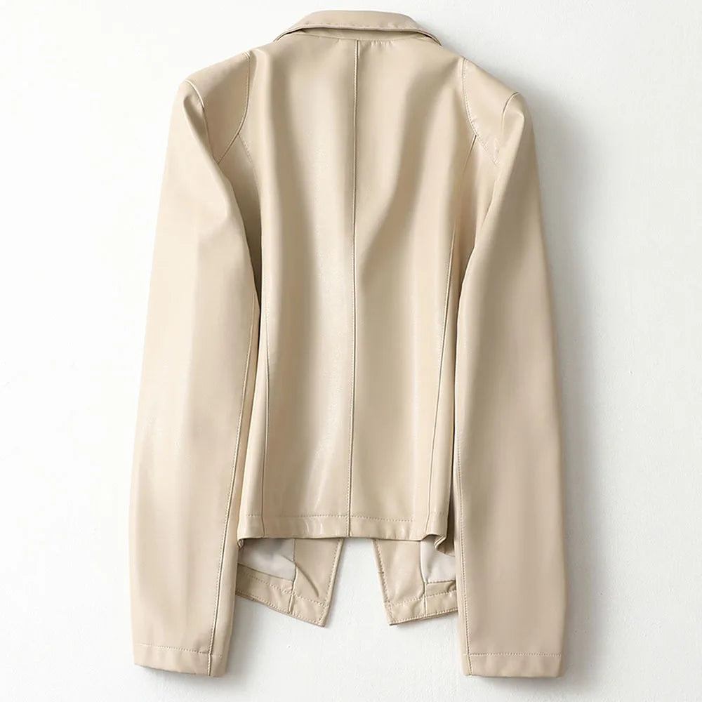 Vera Faux Leather Blazer — Single-Button Notched Lapel 6