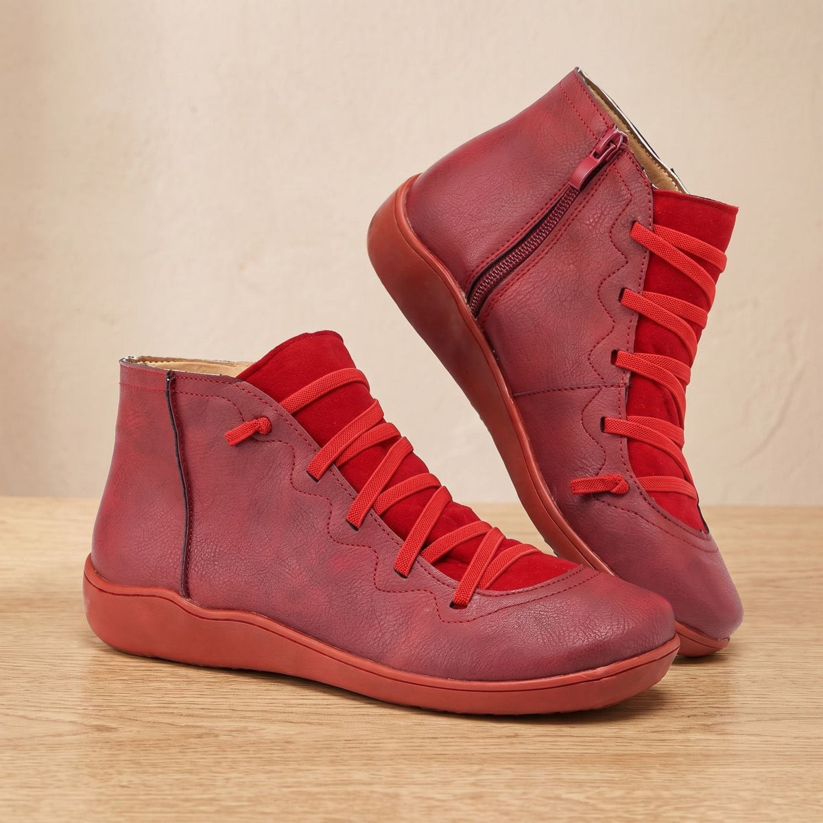 Walker Women's Orthopedic Lace-Up Ankle Boots — Side Zip Comfort 2