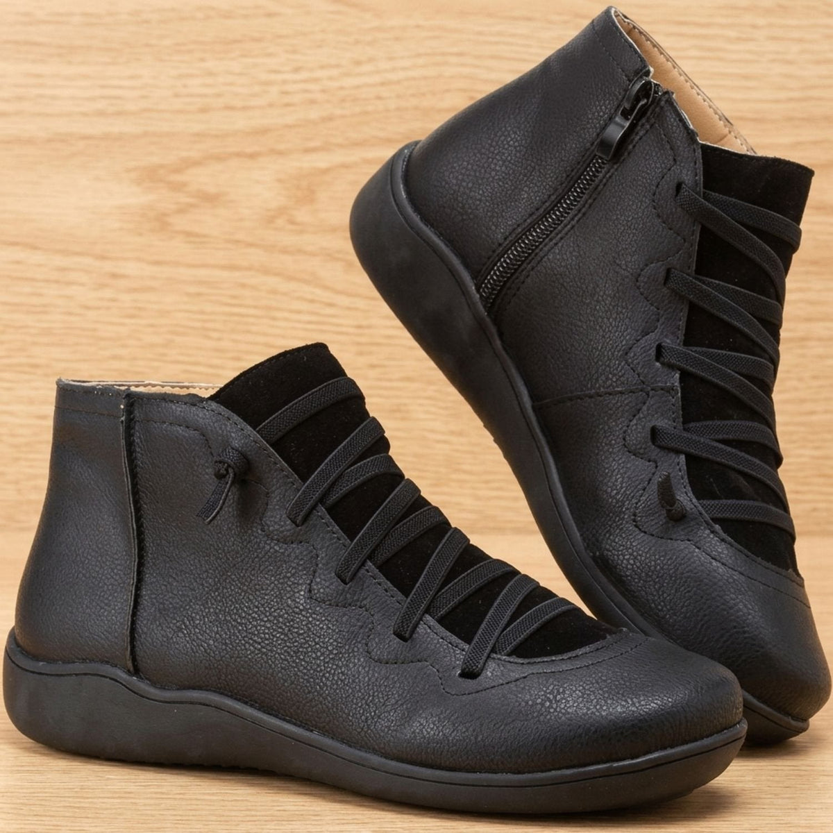 Walker Women's Orthopedic Lace-Up Ankle Boots — Side Zip Comfort 3