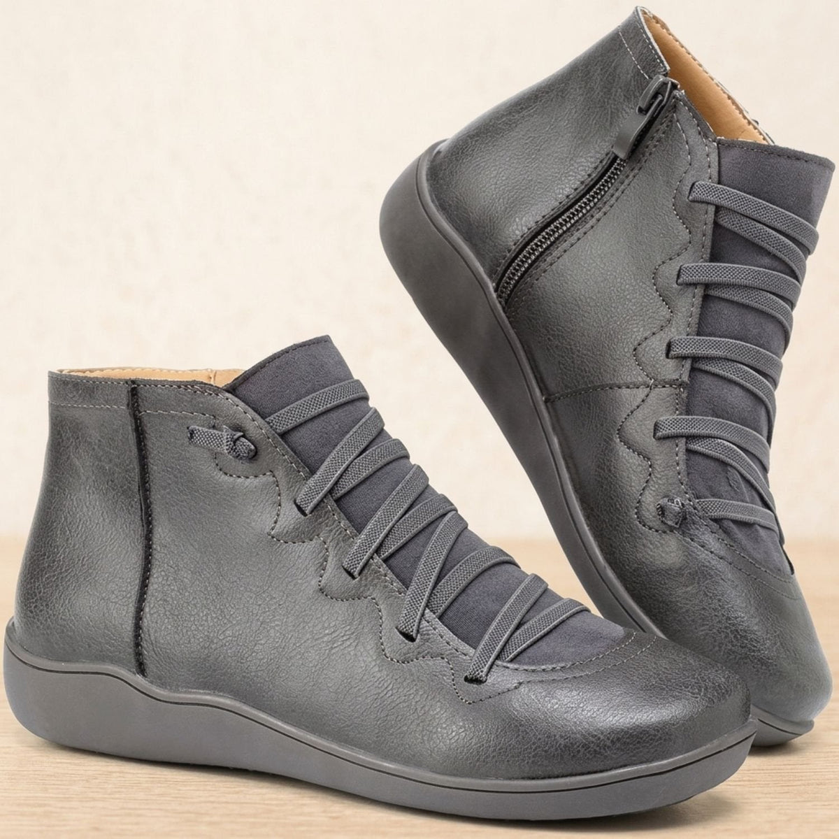 Walker Women's Orthopedic Lace-Up Ankle Boots — Side Zip Comfort 4
