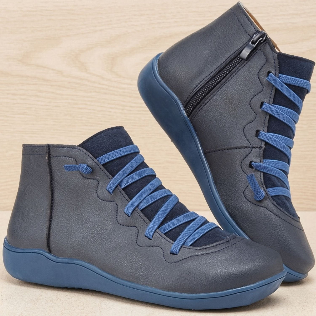 Walker Women's Orthopedic Lace-Up Ankle Boots — Side Zip Comfort 5