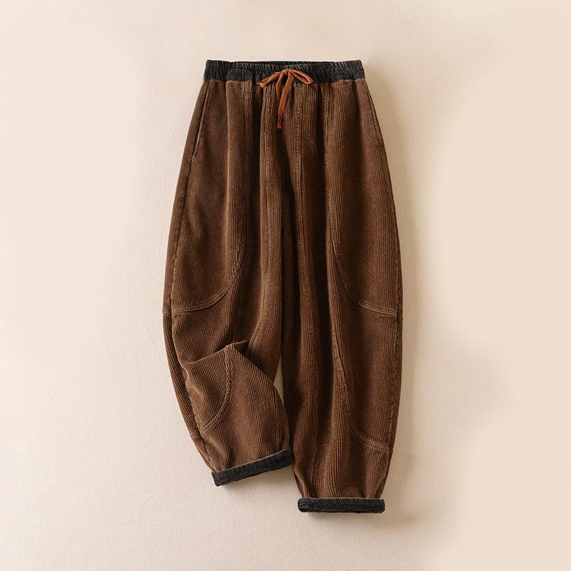Wharf Women's Corduroy Harem Trousers — Fleece-Lined Drawstring Waist 13