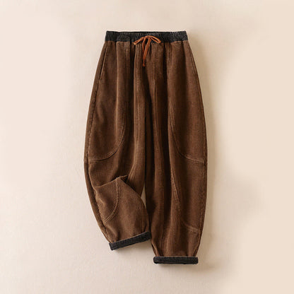 Wharf Women's Corduroy Harem Trousers — Fleece-Lined Drawstring Waist 13