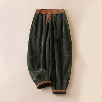 Wharf Women's Corduroy Harem Trousers — Fleece-Lined Drawstring Waist 2