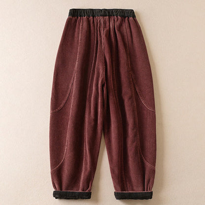 Wharf Women's Corduroy Harem Trousers — Fleece-Lined Drawstring Waist 20