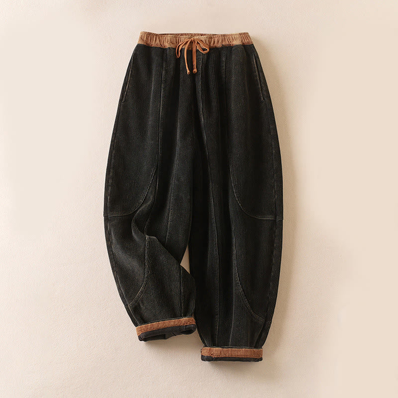 Wharf Women's Corduroy Harem Trousers — Fleece-Lined Drawstring Waist 8