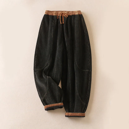 Wharf Women's Corduroy Harem Trousers — Fleece-Lined Drawstring Waist 8