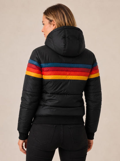 Whitby Women's Waterproof Hooded Puffer Jacket — Retro Colour-Block 5