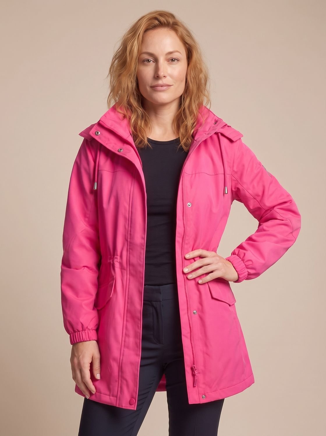 Windermere Women's Hooded Parka — Water-Resistant Drawstring Coat 2