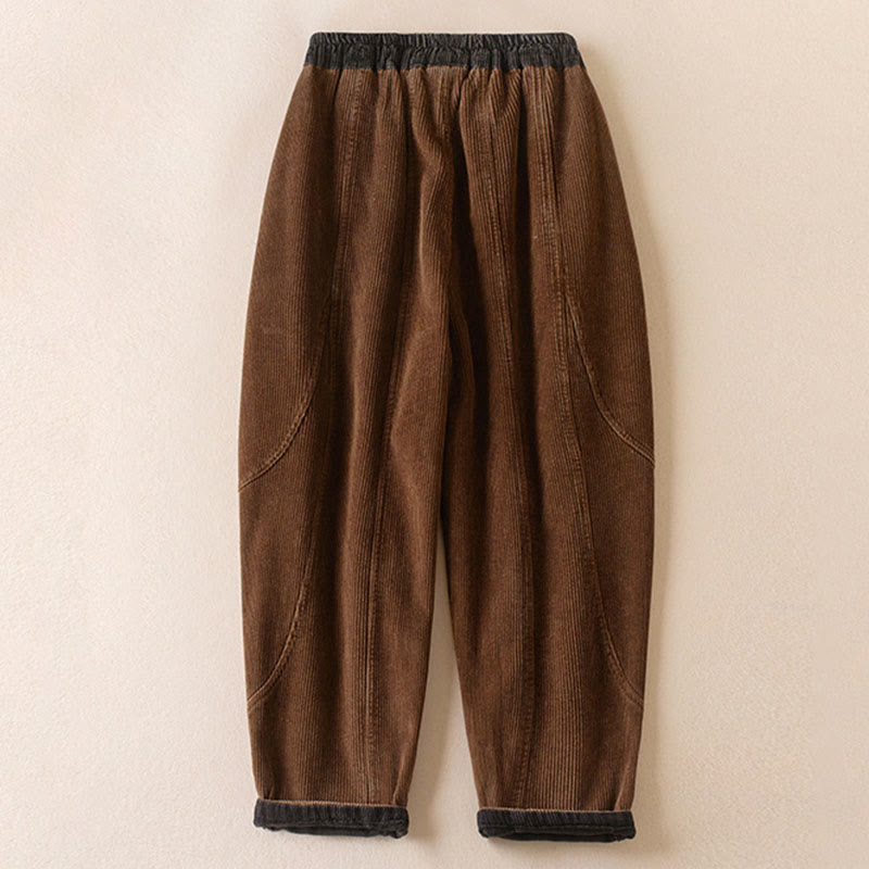 Women's Corduroy Harem Trousers — Fleece-Lined & Pockets 15