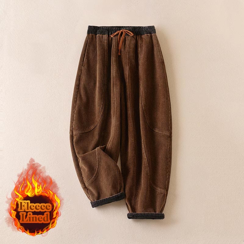 Women's Corduroy Harem Trousers — Fleece-Lined & Pockets 16
