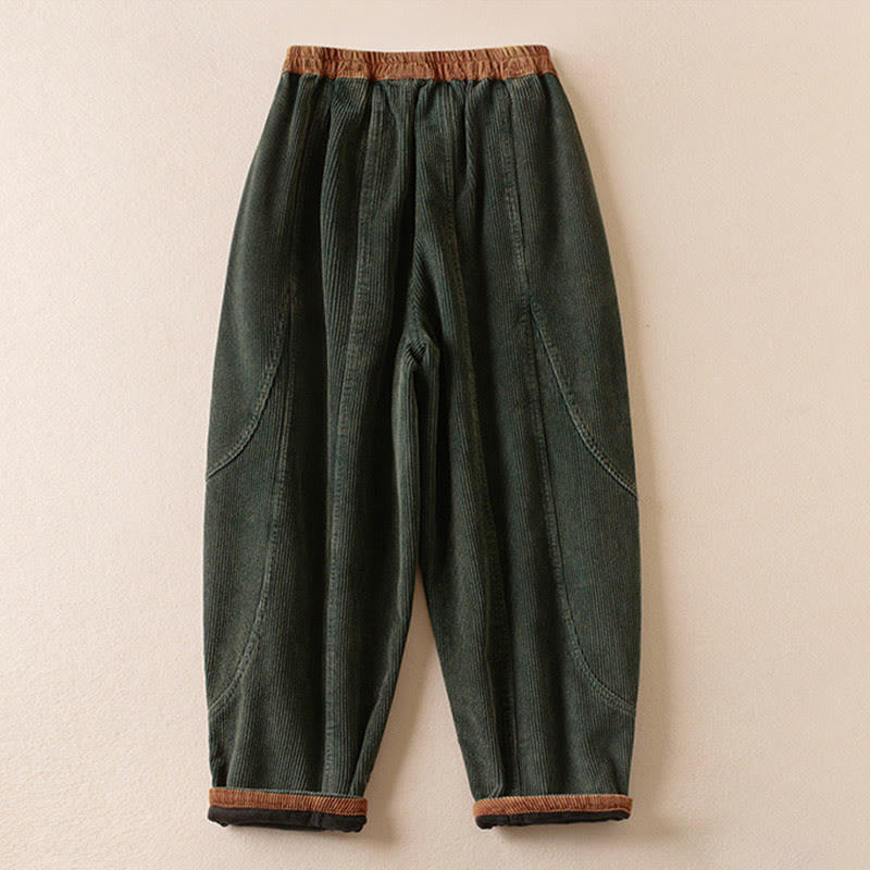 Women's Corduroy Harem Trousers — Fleece-Lined & Pockets 2